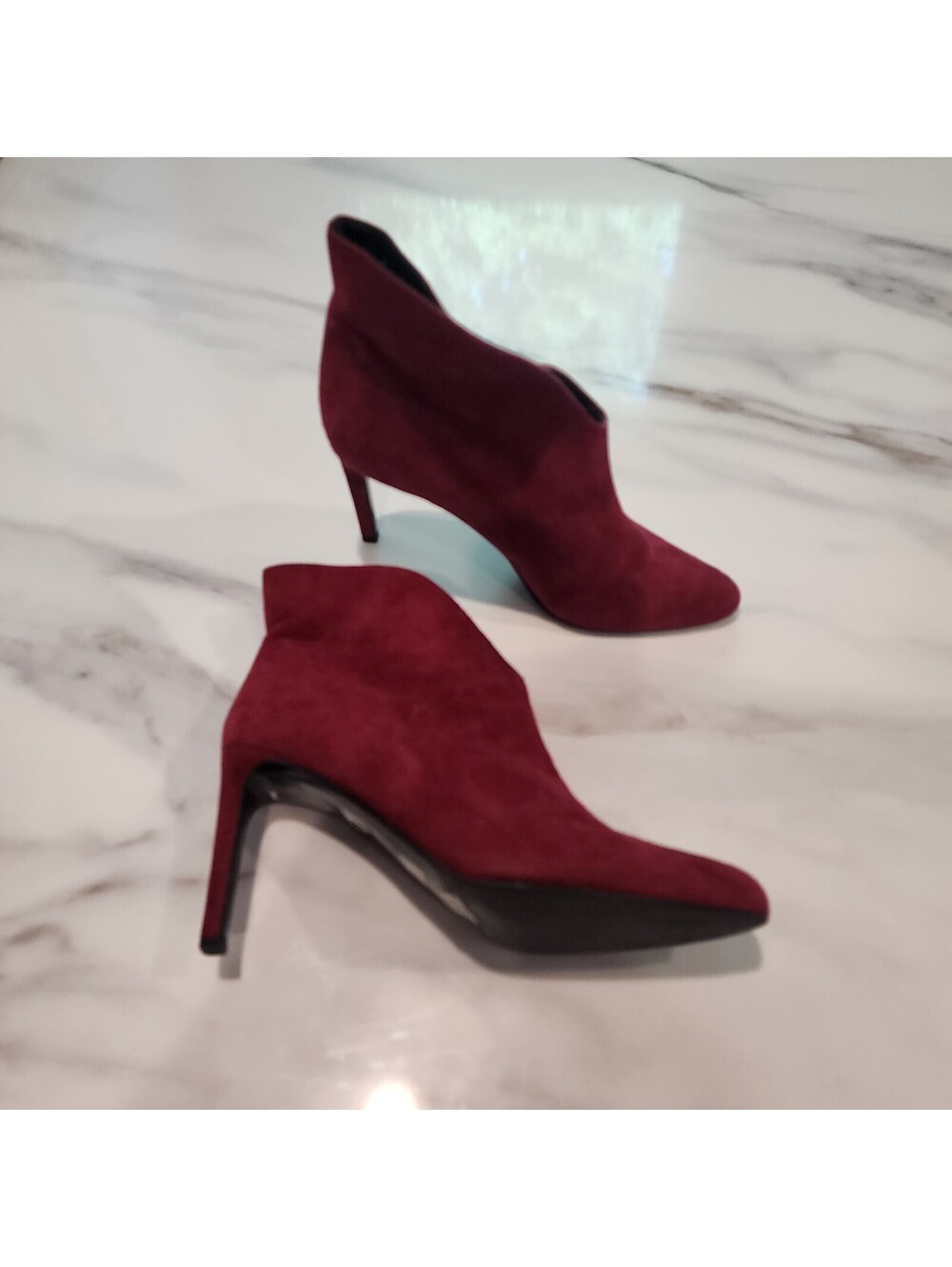 L.K. Bennett Burgundy Suede Stiletto Ankle Boots Women’s EU 41 - Picture 6 of 8
